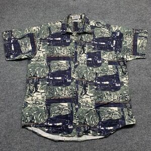 Vintage Columbia Sportswear Hawaiian Fish Graphic Shirt Size Large‎